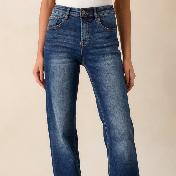 Red Dress New Moon Rising Dark Wash Mid Rise Straight Leg Jeans Size 33 / Dark W - Picture 1 of 3
